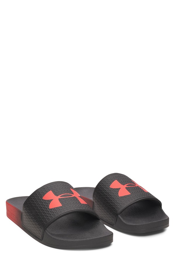 アンダーアーマー レディース シューズ サンダル Under Armour UARMR Slide Sandal (Women) BLACK / ANTHEM RED ブラック｜ReVida 店
