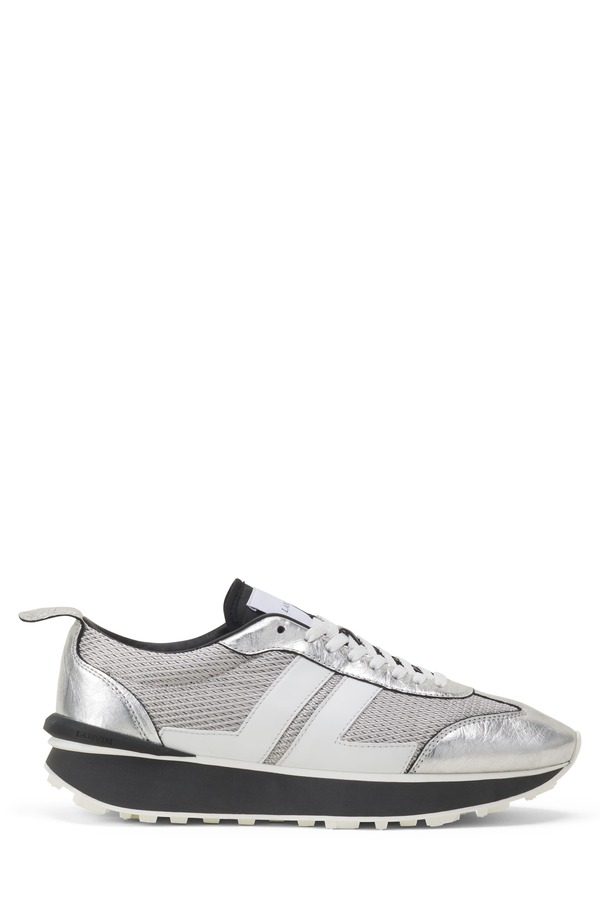 ランバン レディース シューズ スニーカー トール レザー Lanvin Bumpr Sneakers In Crinkled Metallic Leather (Unisex) White ホワイト｜ReVida 店