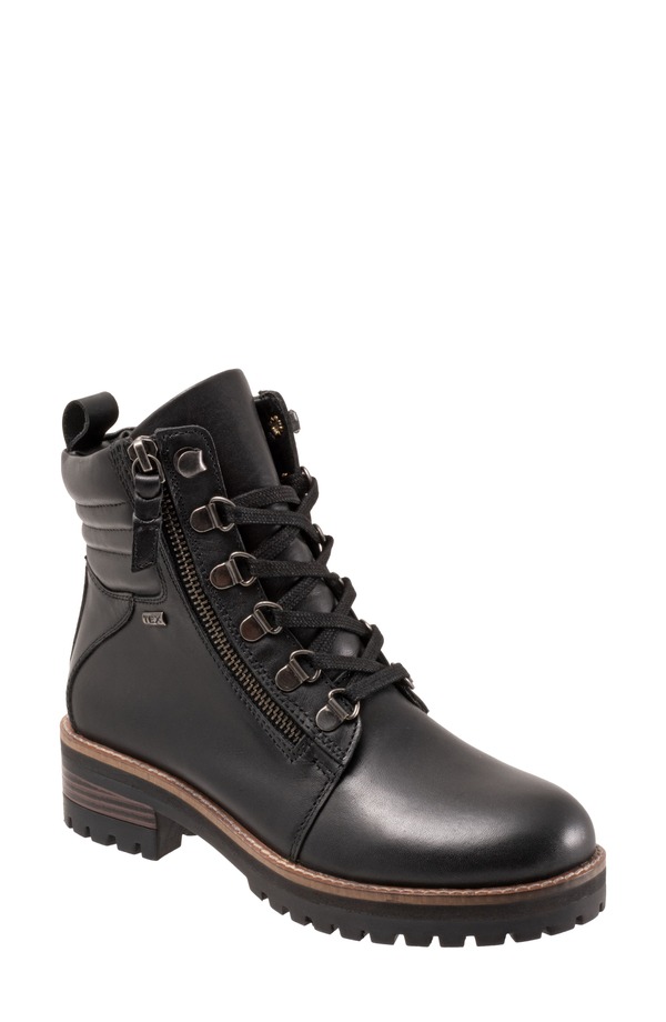 ソフトウォーク レディース シューズ ブーツ・レインブーツ レース SoftWalk Everett Lace-Up Boot (Women) BLACK LEATHER ブラック|ReVida 店