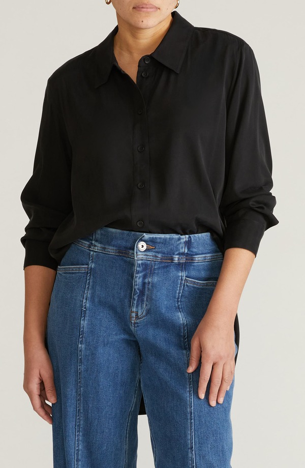 ユニバーサル スタンダード レディース トップス シャツ プラスサイズ Universal Standard Cooling Oversize Button-Up Shirt (Plus Regular) BLACK ブラック|ReVida 店