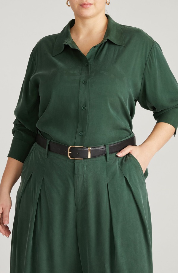 ユニバーサル スタンダード レディース トップス シャツ プラスサイズ Universal Standard Cooling Oversize Button-Up Shirt (Plus Regular) FOREST GREEN グリーン|ReVida 店