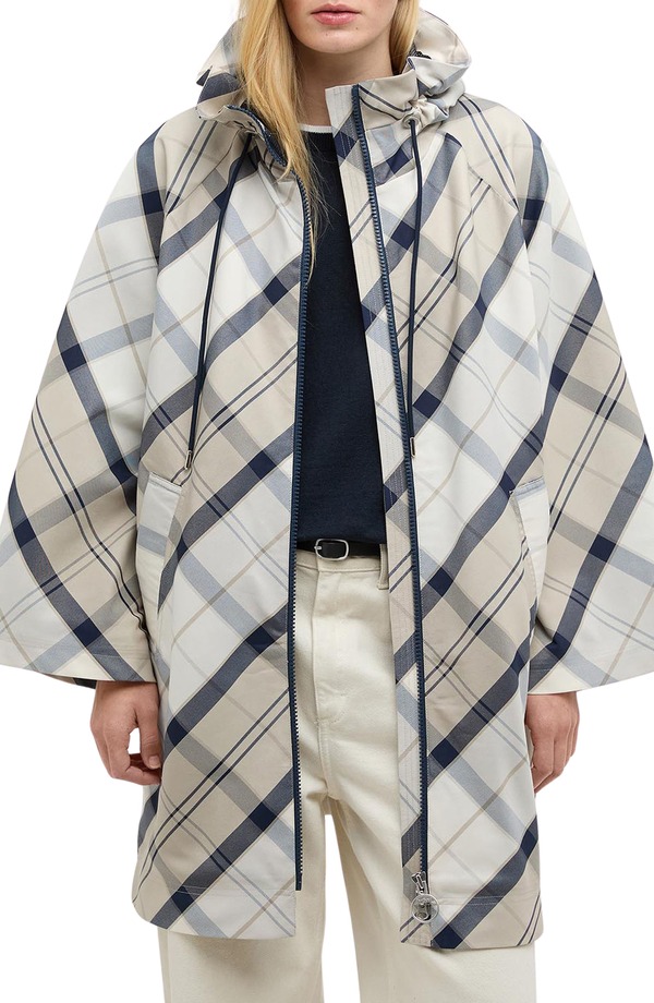 バブアー レディース アウター ジャケット・ブルゾン コート Barbour Kinsale Tartan Waterproof Raincoat DRESS NAVY TARTAN ネイビー｜ReVida 店