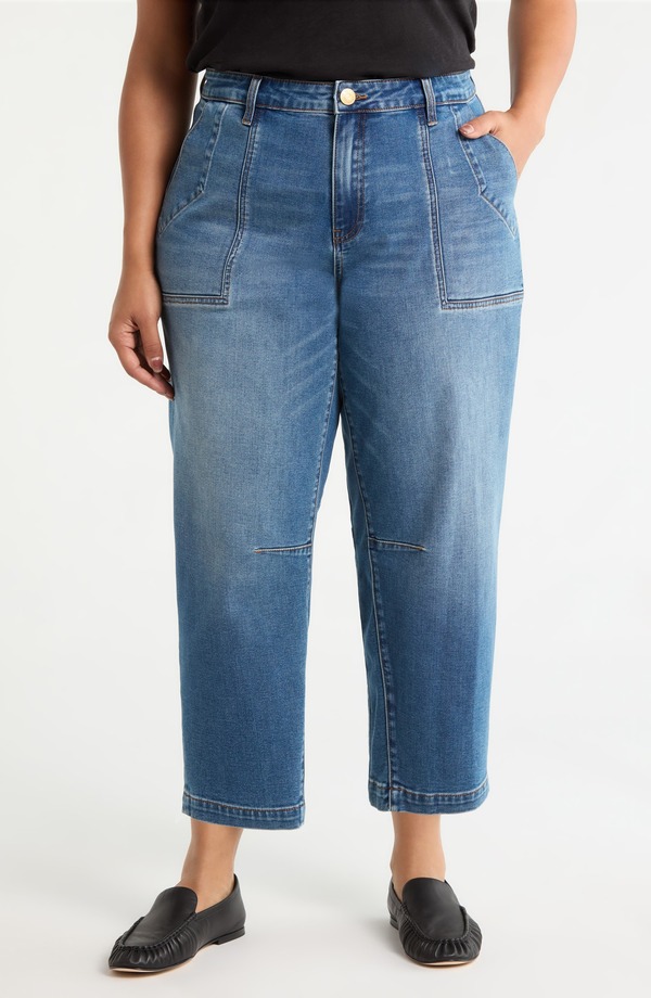 カットフロムザクロス レディース ボトムス カジュアルパンツ ハイウエスト プラスサイズ ジーンズ KUT from the Kloth Ashton High Waist Crop Barrel Jeans (Plus) PROSPEROUS｜ReVida 店