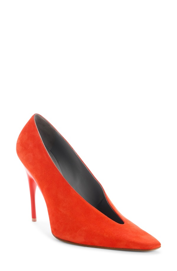 バレンシアガ レディース シューズ スニーカー アシンメトリー Balenciaga Duchesse Asymmetric Pointed Toe Pump TANGERINE タンジェリン｜ReVida 店