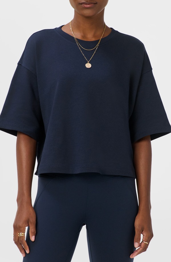 スウェッティベティ レディース アウター パーカー・スウェット シャツ Sweaty Betty Short Sleeve Sweatshirt NAVY BLUE ネイビー|ReVida 店