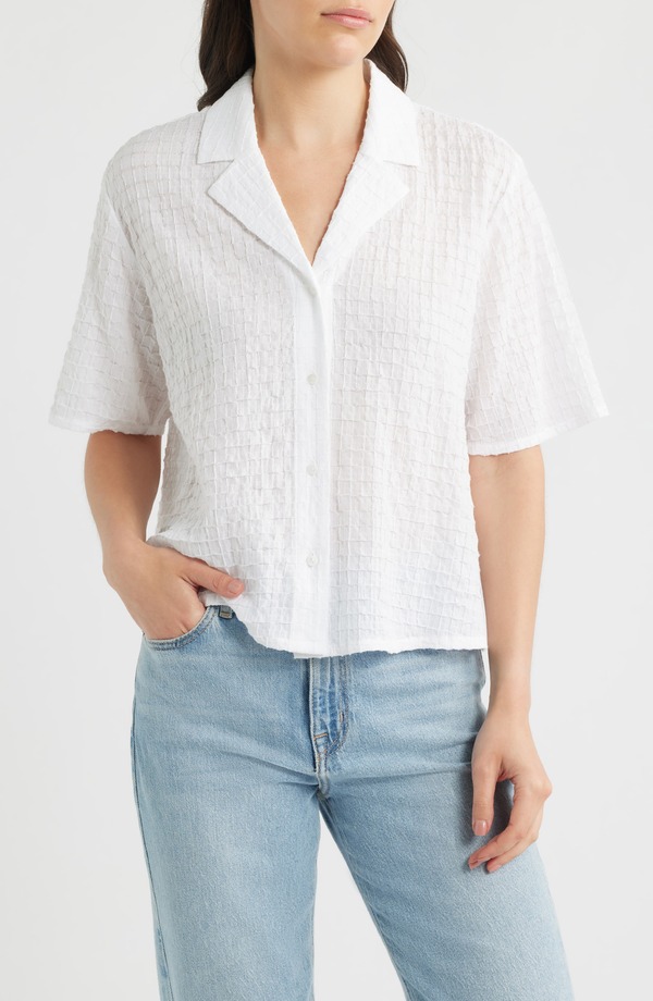 エイリーンフィッシャー レディース トップス シャツ Eileen Fisher Notch Collar Shirt WHITE ホワイト|ReVida 店