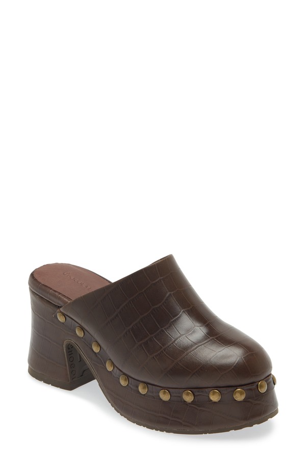 ショコラブルー レディース シューズ サンダル プラットフォーム Chocolat Blu Hester Platform Clog (Women) BROWN EMBOSSED CROCODILE ブラウン｜ReVida 店