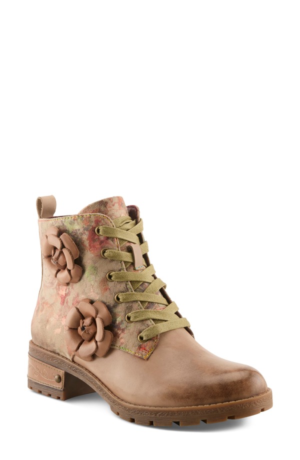 スプリングステップ レディース シューズ ブーツ・レインブーツ L'Artiste by Spring Step Martinela Combat Boot (Women) BEIGE MULTI ベージュ|ReVida 店