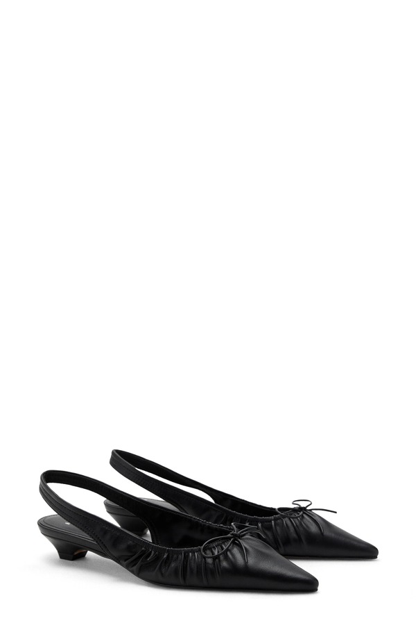 マンゴ レディース シューズ ヒール MANGO Slingback Pointed Toe Kitte Heel Pump BLACK ブラック|ReVida 店