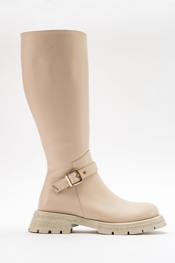 プロローグシューズ レディース ブーツ・レインブーツ Prologue Shoes Covela Knee High Boot (Women) Beige Faux Leather ベージュ|ReVida 店