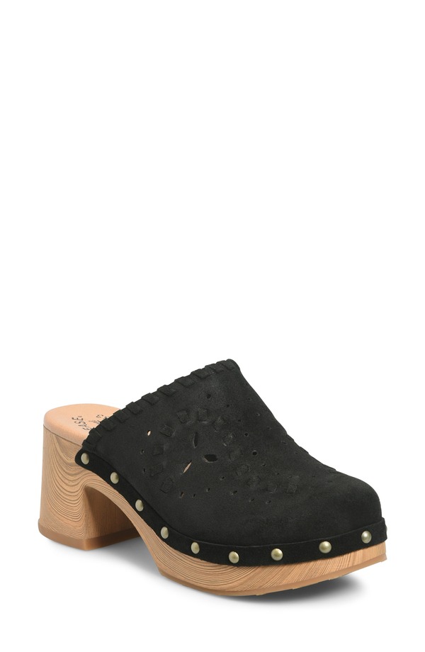 コークイーズ レディース シューズ サンダル Kork-Ease Tomika Perforated Clog (Women) BLACK SUEDE ブラック｜ReVida 店