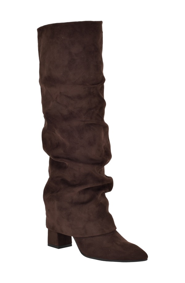 ゲス レディース シューズ ブーツ・レインブーツ GUESS Geima Pointed Toe Slouch Foldover Boot (Women) DARK BROWN ブラウン｜ReVida 店 34,320円