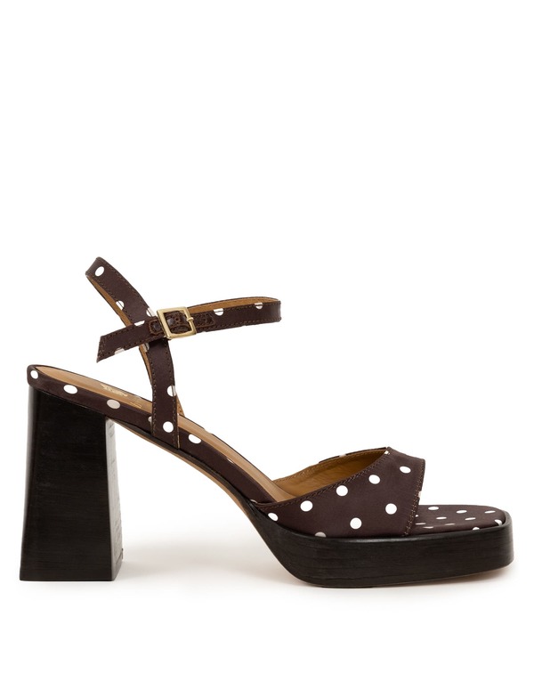 ボビーズ レディース シューズ サンダル ヒール Bobbies Lenka Heeled Sandals (Women) Mocha Dots モカ｜ReVida 店