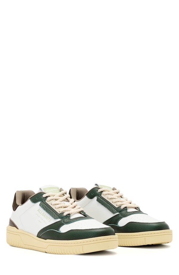 オールセインツ メンズ シューズ スニーカー AllSaints Regan Low Top Sneaker (Men) CHALK WHITE/ GREEN ホワイト｜ReVida 店