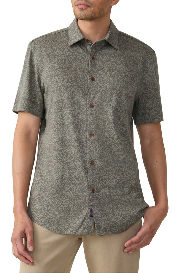 ファレティ メンズ トップス プルオーバー Faherty Hermosa Short Sleeve Button-Up Shirt Olive Frond オリーブ