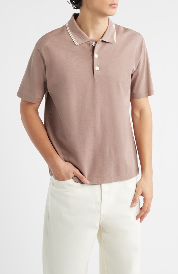 フレーム メンズ トップス ポロシャツ コットン FRAME Cotton Pique Polo Smoky Mauve｜ReVida 店