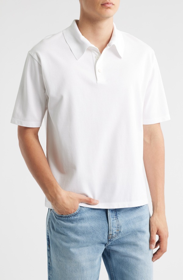 フレーム メンズ トップス ポロシャツ コットン FRAME Cotton Pique Polo White ホワイト｜ReVida 店