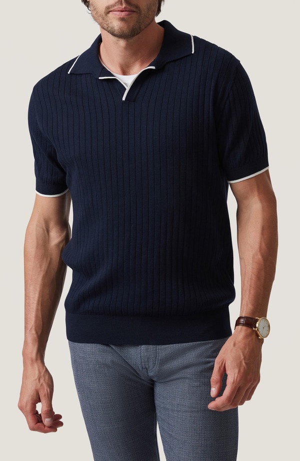 ３４ヘリテージ メンズ トップス ポロシャツ セーター 34 Heritage Rib Short Sleeve Polo Sweater Navy ネイビー｜ReVida 店 34,320円