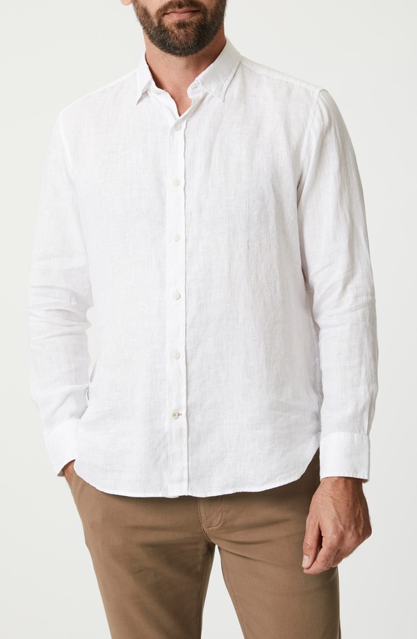 34ヘリテージ メンズ トップス シャツ リネン 34 Heritage Linen Chambray Button-Up Shirt Bright White ホワイト|ReVida 店