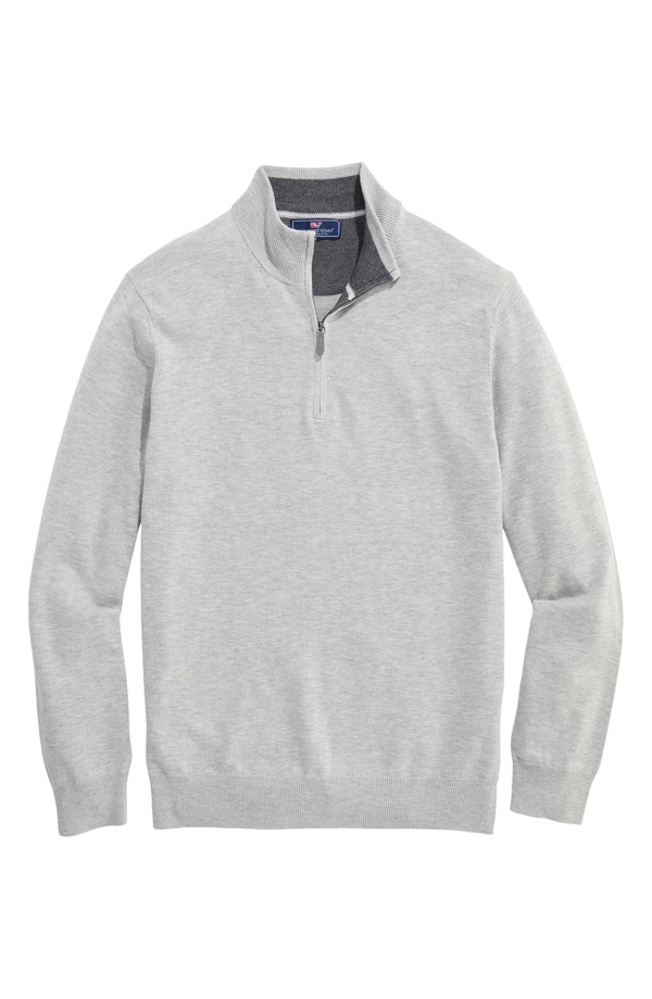ヴァインヤードヴァインズ メンズ アウター パーカー・スウェット ハーフジップ セーター vineyard vines Boathouse Quarter Zip Sweater Light Gray Heather グレー｜ReVida 店