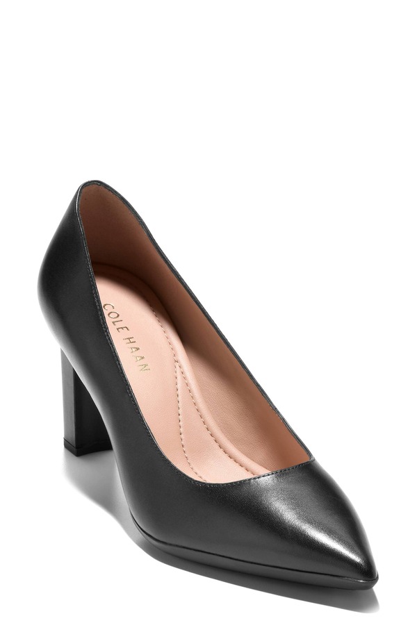 電話を掛けるハーン レディース シューズ 踵 Cole Haan Grand Ambition Angelica Pointed Toe Pump Black Leather 黒いこと