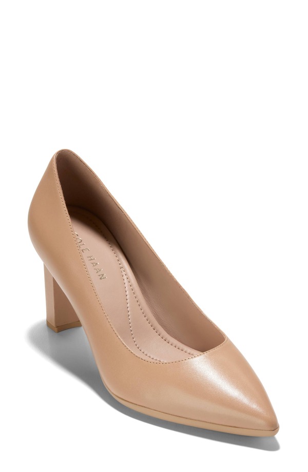 電話を掛けるハーン レディース シューズ 踵 Cole Haan Grand Ambition Angelica Pointed Toe Pump Tuscan Sand Leather 真砂
