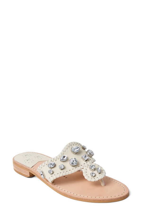 ジャックロジャース レディース シューズ サンダル Jack Rogers Jacks Jewel Flip Flop Ivory アイボリー|ReVida 店