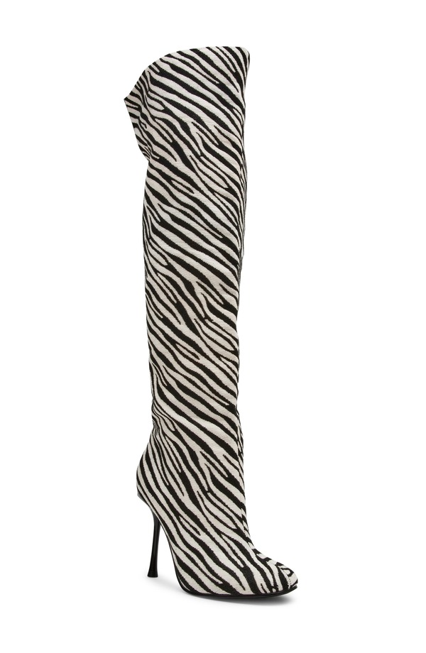 スティーブ マデン レディース シューズ ブーツ・レインブーツ Steve Madden Alluring Over the Knee Boot Zebra アニマル