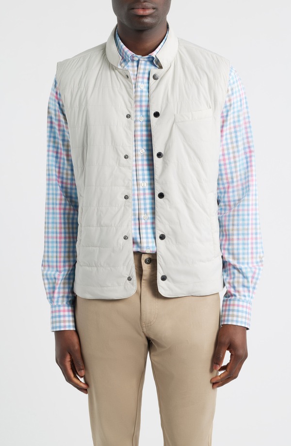 ジョニー オー メンズ アウター ジャケット・ブルゾン キルティング ベスト johnnie-O Bauer Quilted Wateresistant Snap-Up Vest Moonstruck