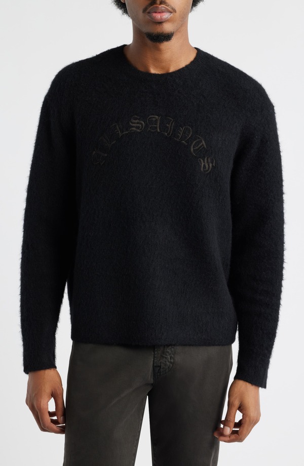オールセインツ メンズ アウター パーカー・スウェット ウール セーター AllSaints Curv Alpaca & Wool Blend Sweater Black ブラック