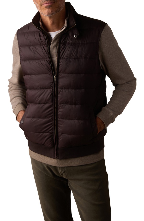 並大抵ブランド名 メンズ アウター 上衣・上衣 ナイロン より良い The Normal Brand Sportivo Nylon Puffer Vest Dark Brown 赤銅色