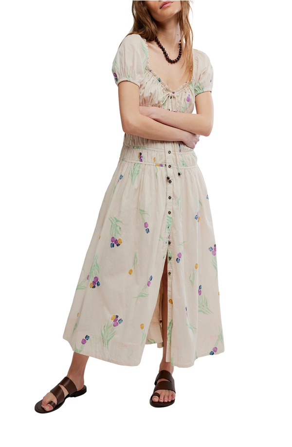 フリーピープル レディース トップス 衣装 midi 綿織物 Free People Complete Me Cotton Midi Dress Tea Combo