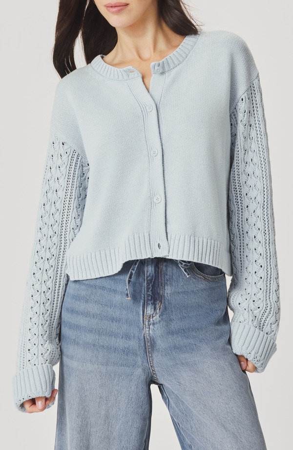 スプレンディット レディース アウター パーカー・スウェット カーディガン Splendid Gracie Cable Stitch Sleeve Cardigan Country Air Blue ブルー
