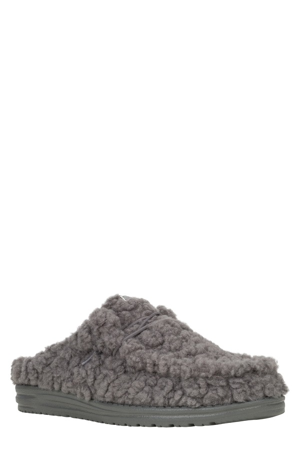 ヘイデュード メンズ シューズ サンダル Hey Dude Wally Faux Shearling Slipper (Men) GRANITE GREY グレー｜ReVida 店