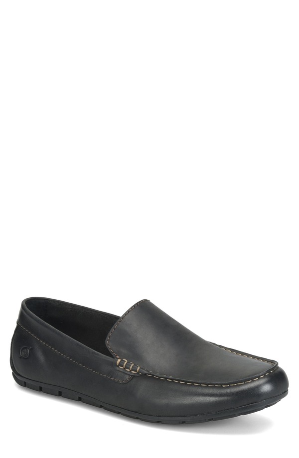 バーン メンズ シューズ ローファー Brn Allan Moc Driver Loafer (Men) BLACK FULLGRAIN ブラック｜ReVida 店