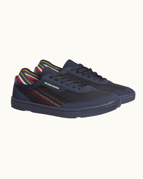 オールバー ブラウン メンズ シューズ スニーカー Orlebar Brown Larson O.B Stripe Shoe You Can Swim (Men) NAVY/ORANGE/AQUAMARINE ネイビー|ReVida 店