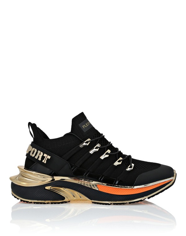 プレイン スポーツ レディース シューズ スニーカー PLEIN SPORT Runner Chrome Surfer Unisex (Unisex) black/orangefluo ブラック｜ReVida 店