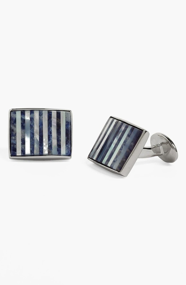 デイビッドドナヒュー メンズ アクセサリー カフスボタン Davidonahue Mother-of-Pearl & Sodalite Cuff Link sILVER/ MOTHER OF PEARL パール|ReVida 店