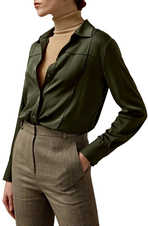 リリーシルク レディース トップス シャツ ブラウス Lilysilk Women'sprezzatura Silk Blouse Dark Olive オリーブ|ReVida 店