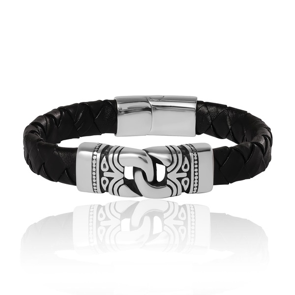 ラッキーブランド メンズ アクセサリー ブレスレット・バングル・アンクレット Lucky Brand Black Woven Bracelet Silver シルバー｜ReVida 店