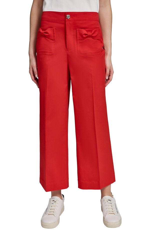 カール ラガーフェルド レディース ボトムス レギンス パンツ KARLAGERFELD PARIS Bow Pocket Cropants APPLE RED レッド｜ReVida 店