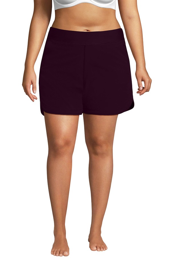 ランズエンド レディース 水着 ボトムスのみ プラスサイズ ショートパンツ Lands' End Plusize SunShade UPF 50 5" Board Shorts with Panty (Plus) Dark Wine ワイン｜ReVida 店