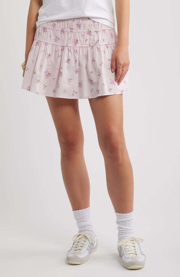 ビーピー レディース ボトムス ハーフパンツ・ショーツ コットン BP. Drop Waist Flare Cotton Skort PINKELLY FLORA ピンク|ReVida 店
