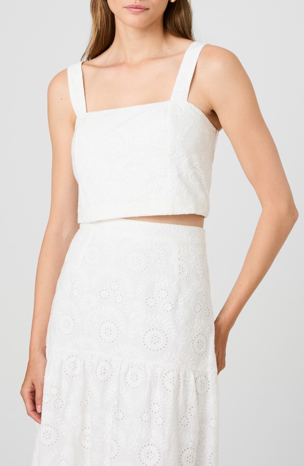 フレンチコネクション レディース トップス シャツ French Connection Svea Eyelet Crop Tank SUMMER WHITE ホワイト｜ReVida 店