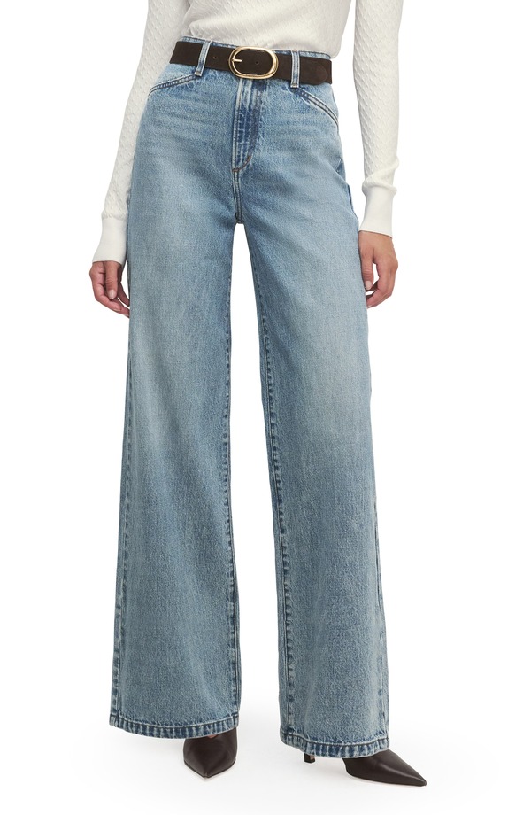 フェイバリット ドーター レディース ボトムス デニムパンツ ワイドレッグ ハイウエスト ジーンズ Favorite Daughter The Mischa Super High Waist Wide Leg Jeans DUBLIN｜ReVida 店
