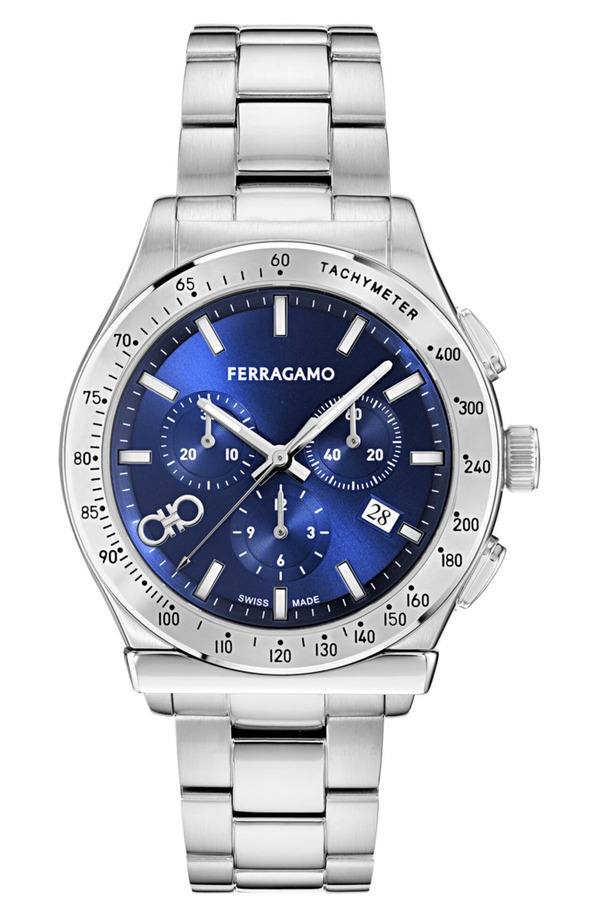 フェラガモ メンズ アクセサリー 腕時計 FERRAGAMO 1927 Chronograph Bracelet Watch 42mm STAINLESSTEEL|ReVida 店