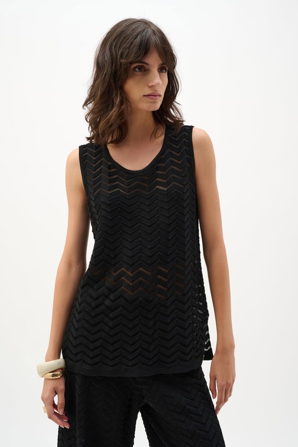 ジョセフリブコフ レディース トップス シャツ ニット Joseph Ribkoff Viscose Jacquard Knit Chevron Stitch Relaxed Black ブラック|ReVida 店