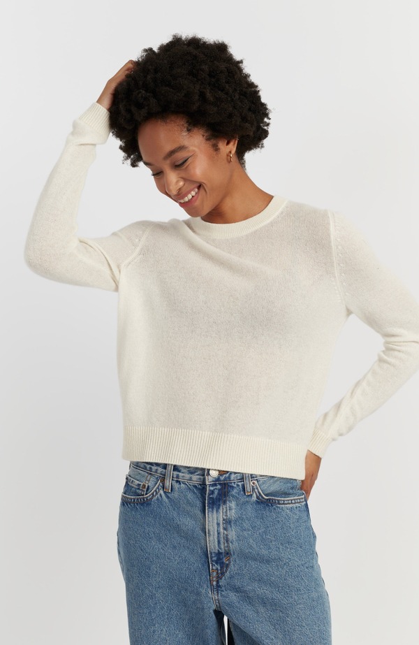 チンティアンドパーカー レディース アウター パーカー・スウェット セーター クロップド Chinti & Parker Cloud Cashmere Cropped Sweater Cream クリーム｜ReVida 店