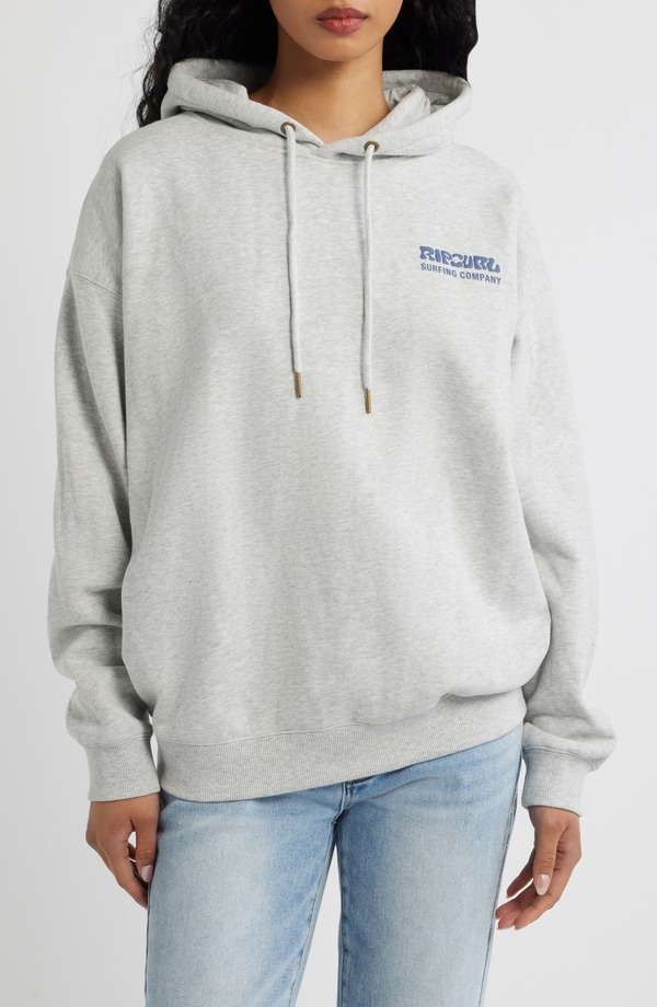 リップカール レディース アウター パーカー・スウェット プリント グラフィック Rip Curl Surf Puff Print Graphic Hoodie GREY MARLE/ NAVY グレー｜ReVida 店