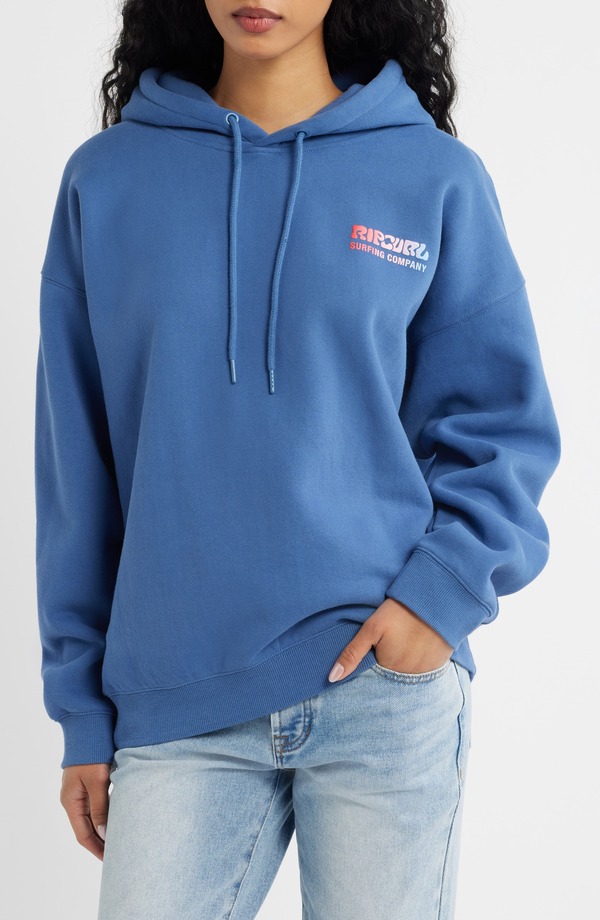 リップカール レディース アウター パーカー・スウェット プリント グラフィック Rip Curl Surf Puff Print Graphic Hoodie NAVY/ RED ネイビー｜ReVida 店